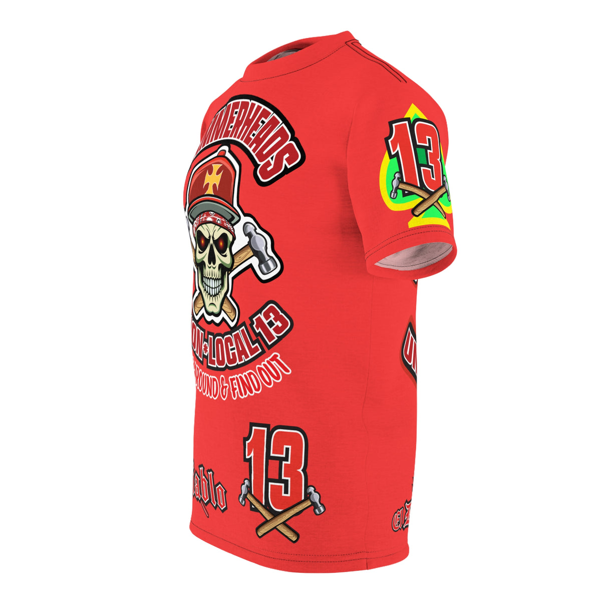 Very Special Hammerheads Union Local 13 - GIANT GRAPHICS !!!!!! - Custom HiViz Motorcycle Riding Tee Shirt _ Super Comfort and Fit