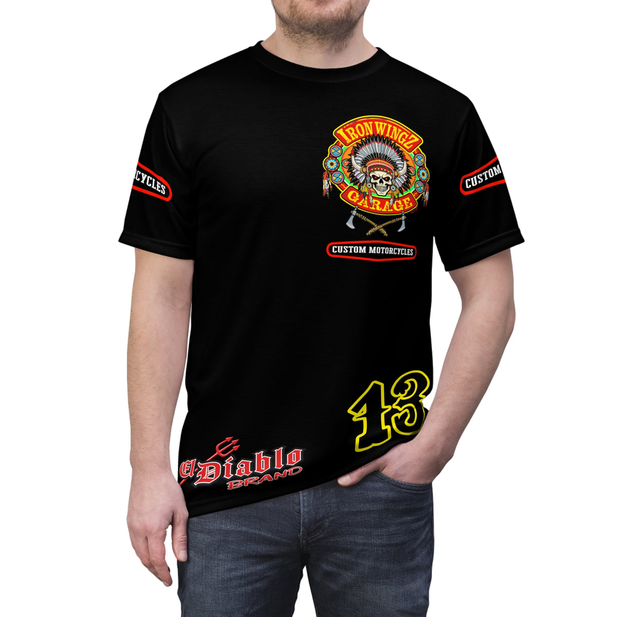 SRT Iron WingZ Garage Custom Biker Riding Super Tee - Retro Vintage Graphic Style