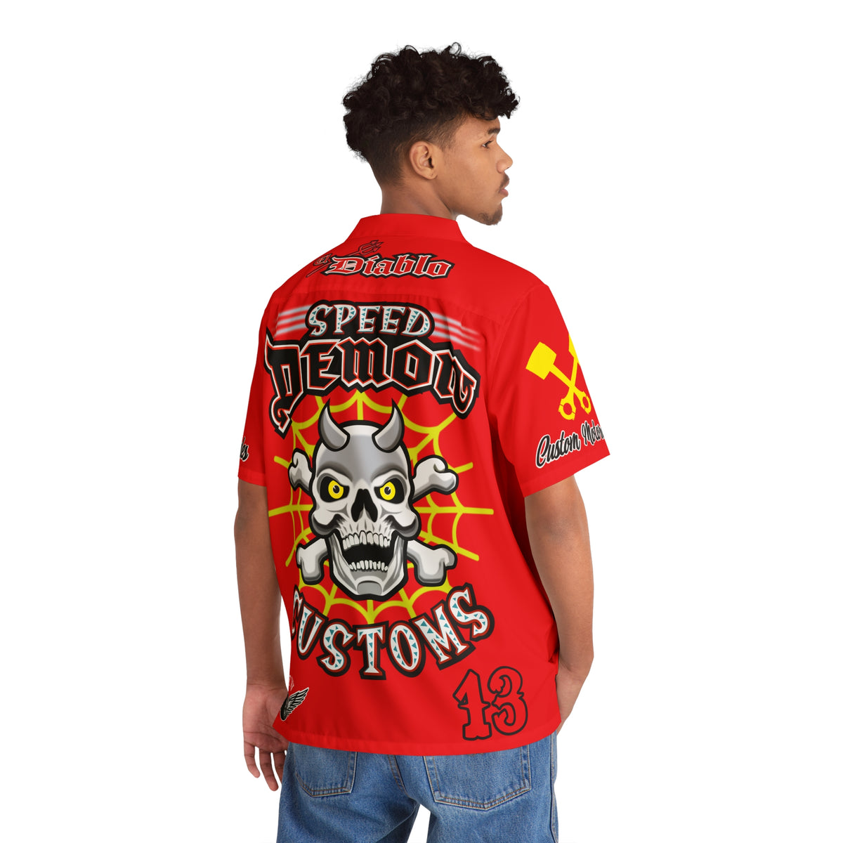 Big Bopper Speed Demon Men's Hawaiian Shirt - Big Man's Custom Riding Shirt - Sizes to 5XL