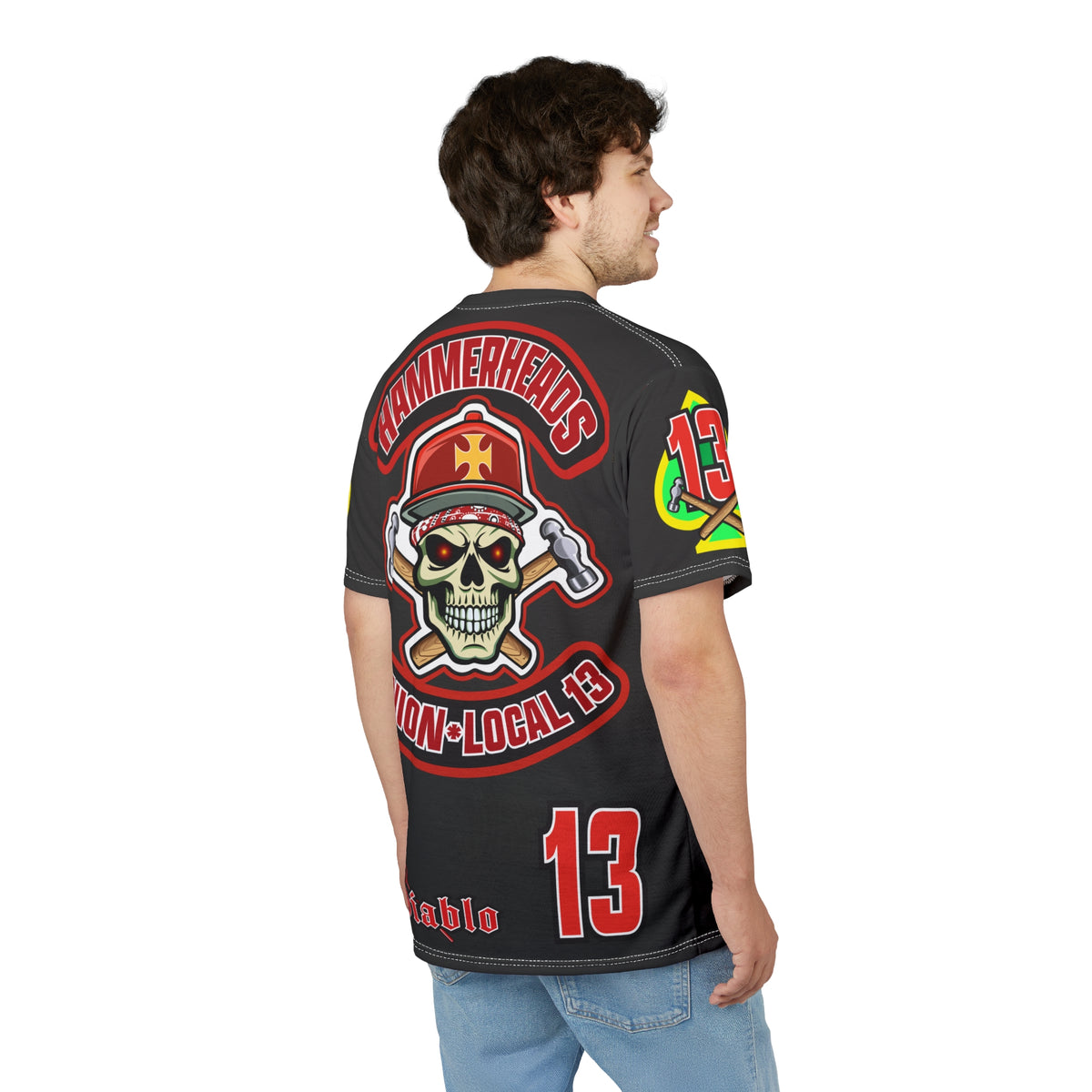 Very Special Hammerheads Union Local 13 - GIANT GRAPHICS !!!!!! - Custom  Motorcycle Riding Tee Shirt _ Super Comfort and Fit