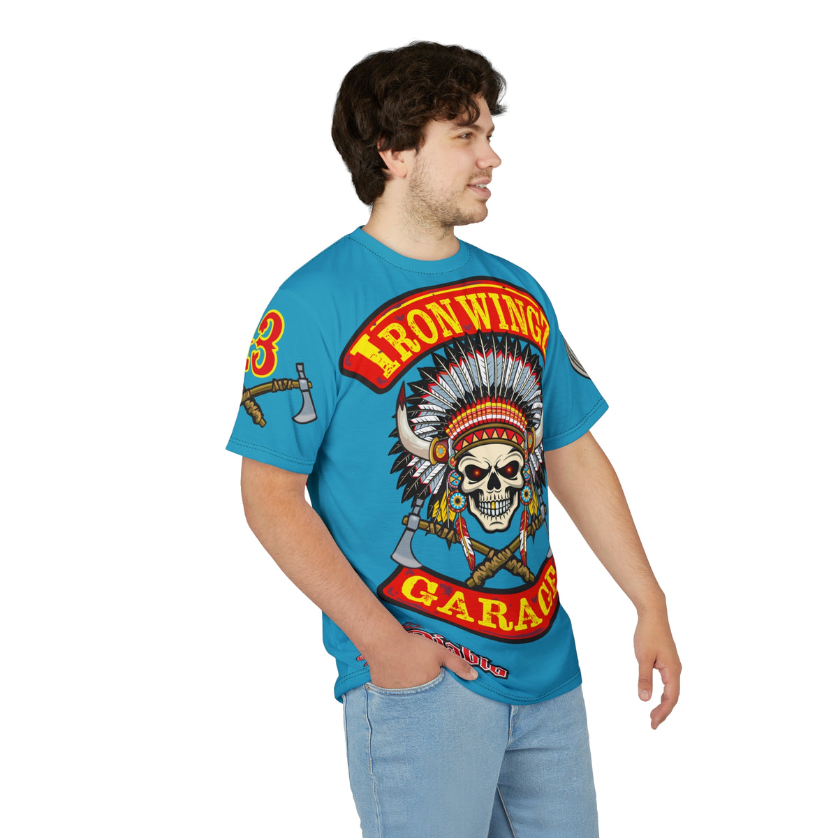 Iron Wingz Garage HiViZ Motorcycle Rider Super Tee_ X large HiViz Back Graphic - (Limited Edition)