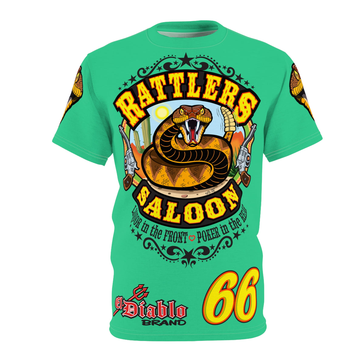 Rattlers Saloon Diamondback Logo Tee — Vintage Biker Route 66 Graphic Shirt