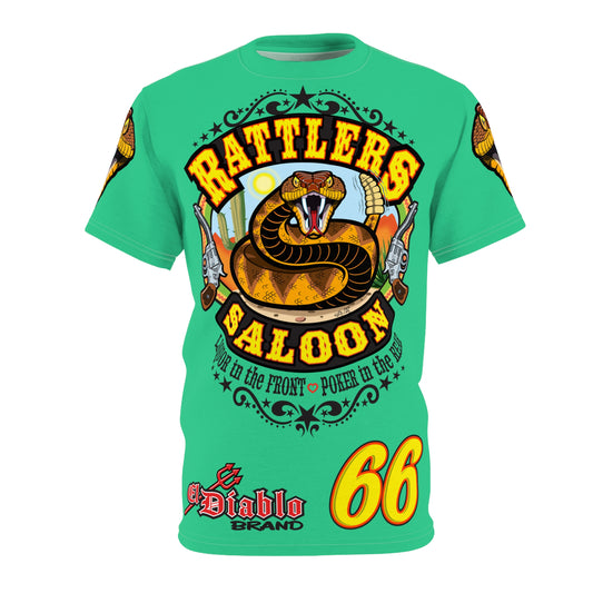 Rattlers Saloon Diamondback Logo Tee — Vintage Biker Route 66 Graphic Shirt