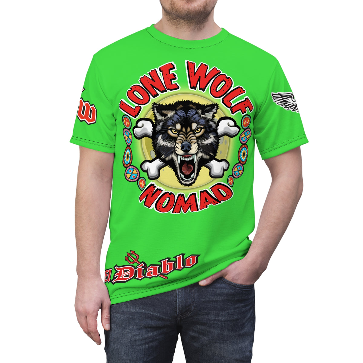 Very Special Lone Wolf Nomad HiViz Super Tee - For The Independent No Club Bikers For Life