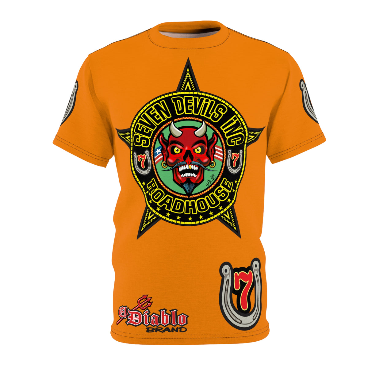 Seven Devils Road House (BLACK STAR HIVIZ LIMITED EDITION) Custom Super Riding Tee - Retro Devil Style Graphic Style