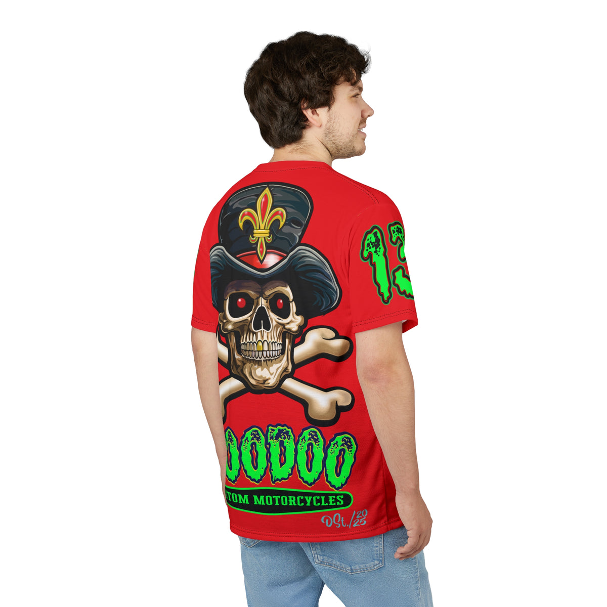 Voodoo Lucky 13 Red Rider HiViz Super Tee, XLGraphics , Custom Riding Apparel