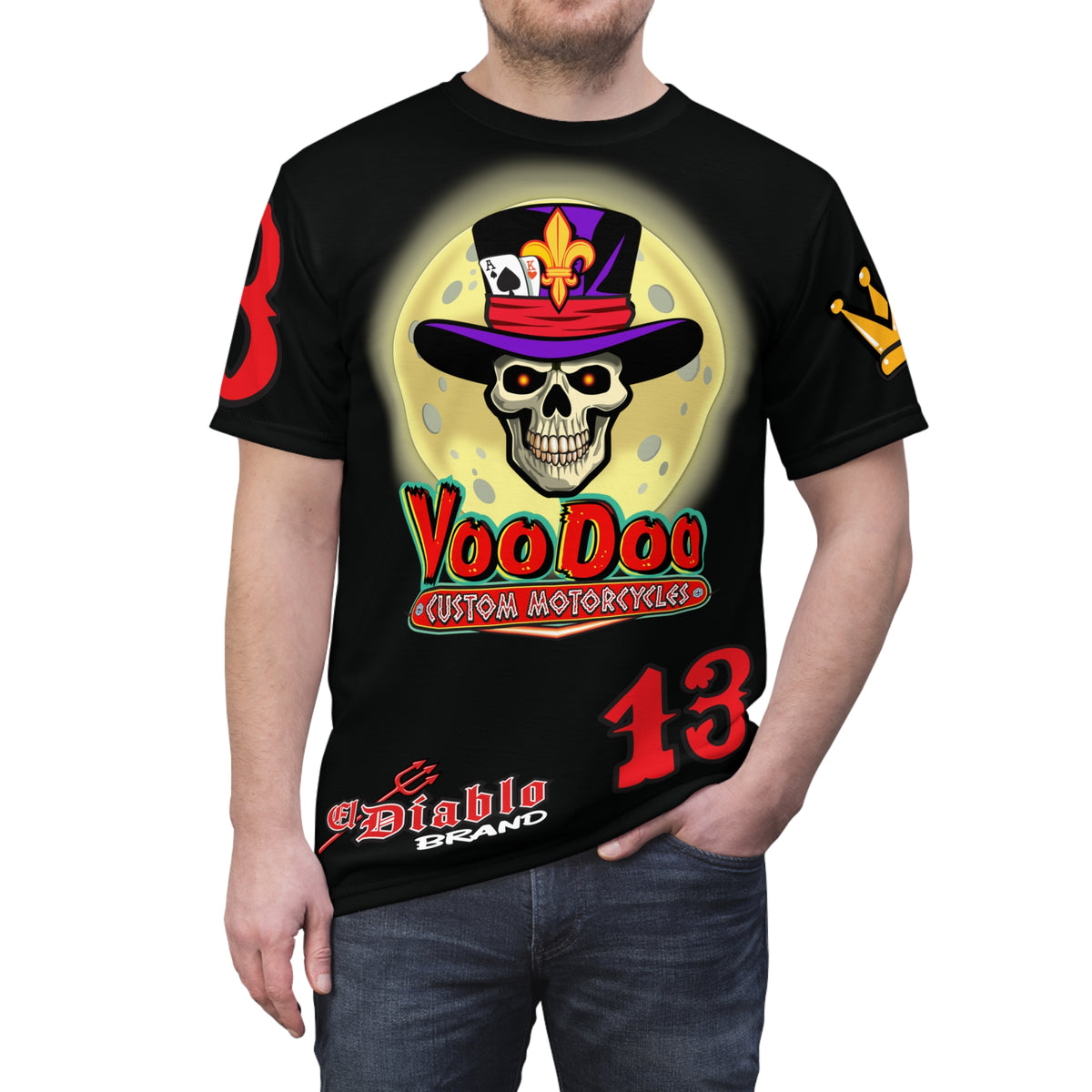 VooDoo Custom Motorcycles BLACK MAGIC - Retro Graphics Biker Tee