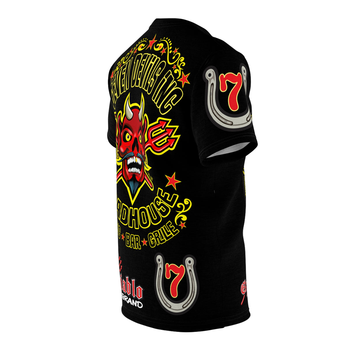 Seven Devils Road House (BLACK STAR LIMITED EDITION) Custom Super Riding Tee - Retro Devil Style Graphic Style