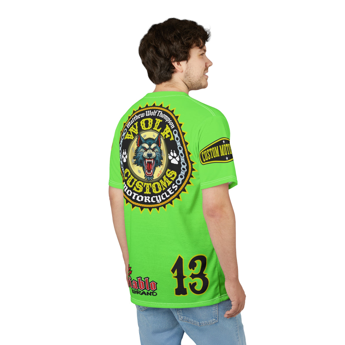 Very Special MWT Wolf Customs HiViZ Graphic Super Tee — Retro Motorcycle Club Shirt, The Best Biker Riding Tee EVER !!!