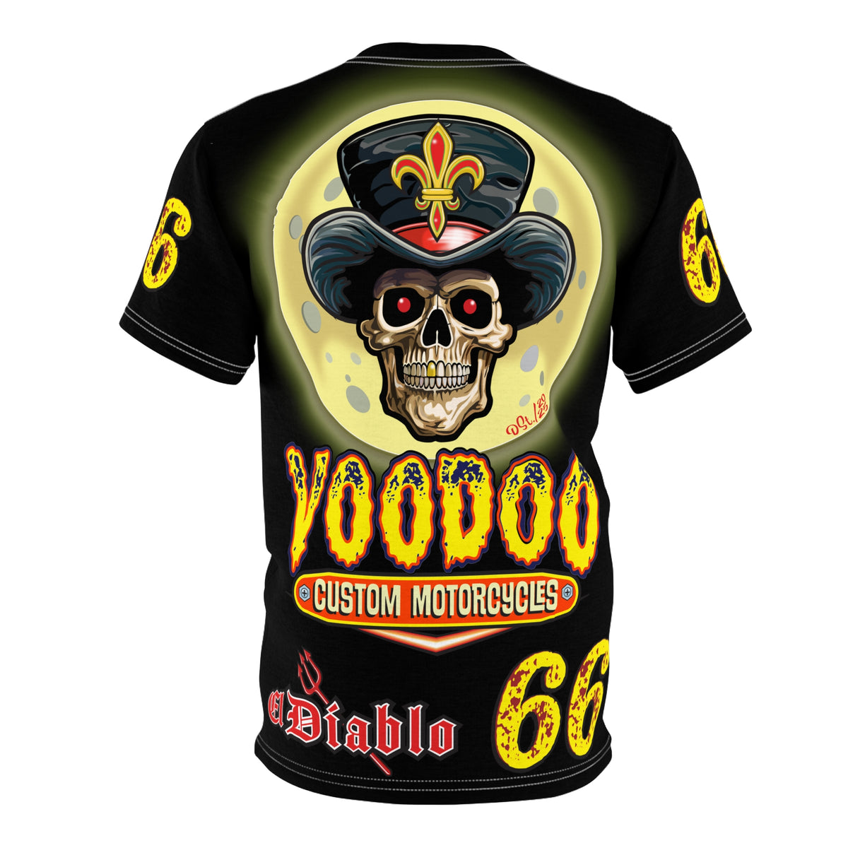 Voodoo Custom Motorcycles Black Magic HiViz Tee, Edgy Graphic Biker Shirt