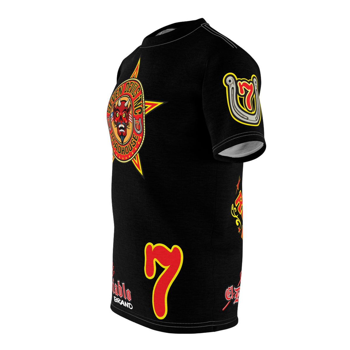 SRT Seven Devils RoadHouse Custom Super Riding Tee - Retro Devil Style Graphic Style