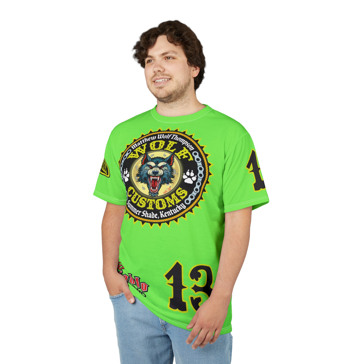 Very Special MWT Wolf Customs HiViZ Graphic Super Tee — Retro Motorcycle Club Shirt, The Best Biker Riding Tee EVER !!!