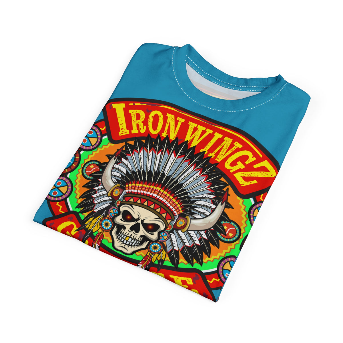 Iron WingZ Customs HiViz High Performance Electric Blue Motorcycle Riding Super Tee