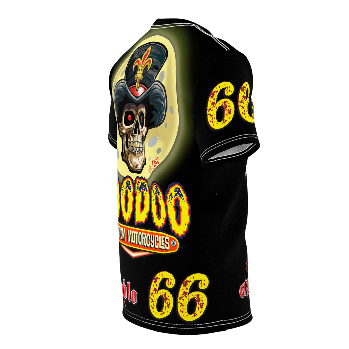Voodoo Custom Motorcycles Black Magic HiViz Tee, Edgy Graphic Biker Shirt