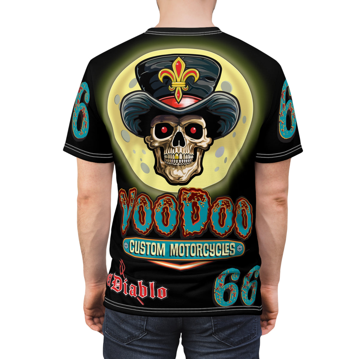 Voodoo Custom Motorcycles Unisex HiViz Tee, Edgy Graphic Shirt, Motorcycle Apparel, Skull T-Shirt, Perfect for Bikers