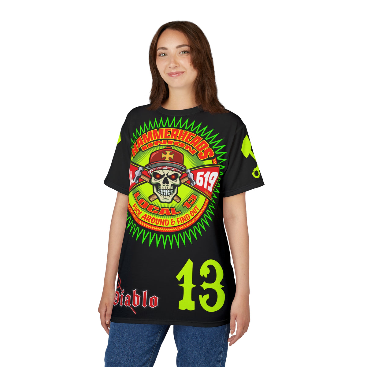 Hammerheads Union Local 13 -  SoCal 619 Special Edition - Custom HiViz Motorcycle Riding Tee Shirt _ Super Comfort and Fit