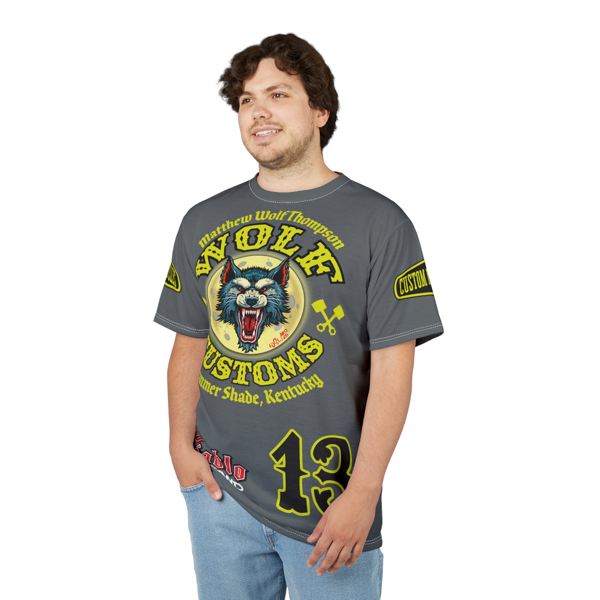 SRT MWT Wolf Customs 13 HiViZ Lumina Graphics -- Super Riding Tee — Retro Motorcycle Club Shirt, The Best Biker Riding Tee EVER !!!