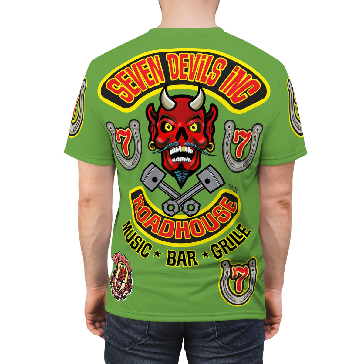 Seven Devils Inc. Roadhouse Graphic Tee - HiViz Motorcycle Custom Riding Super Tee