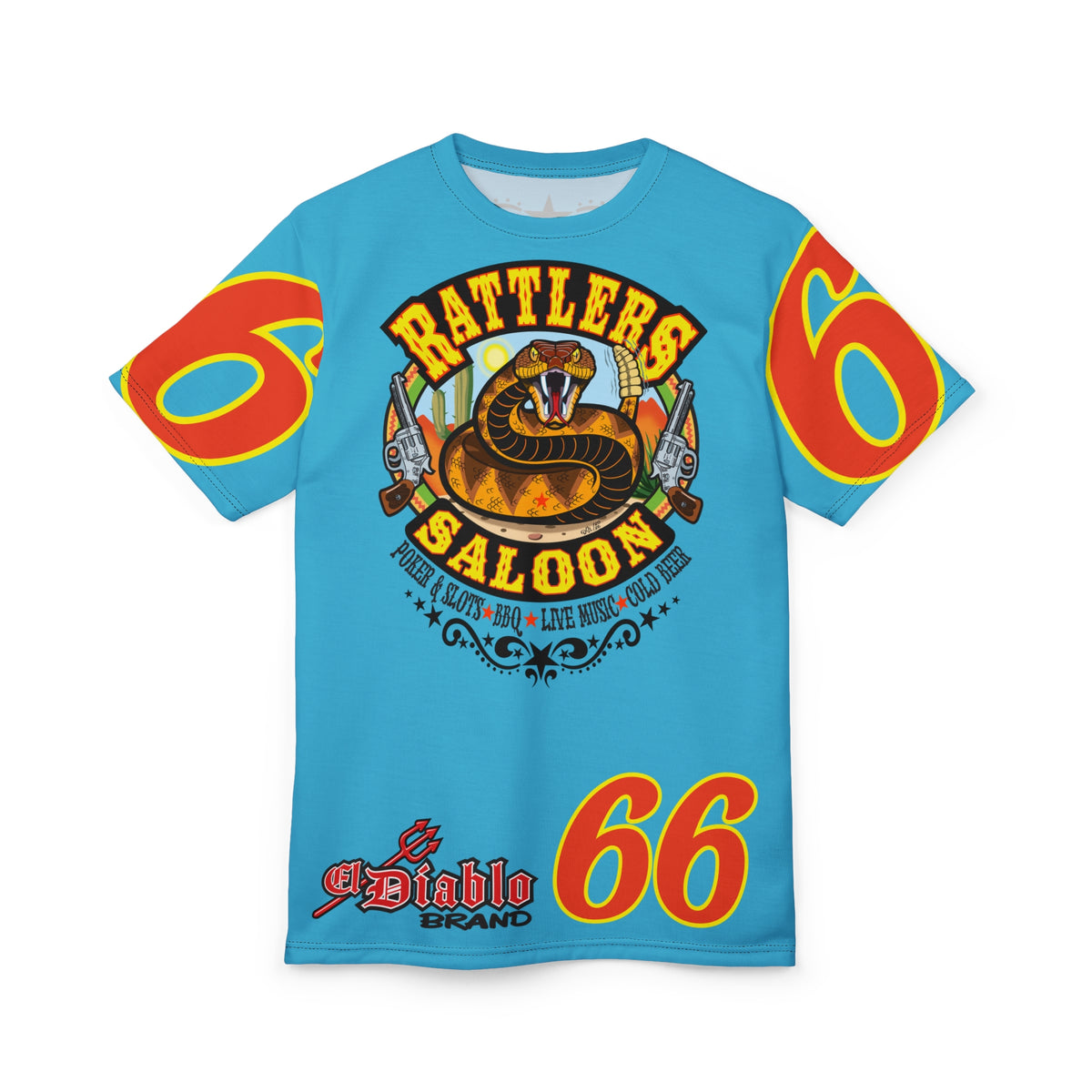 Rattlers Saloon ROUTE 66 SUPER TEE — Vintage Biker 66 Graphic Shirt