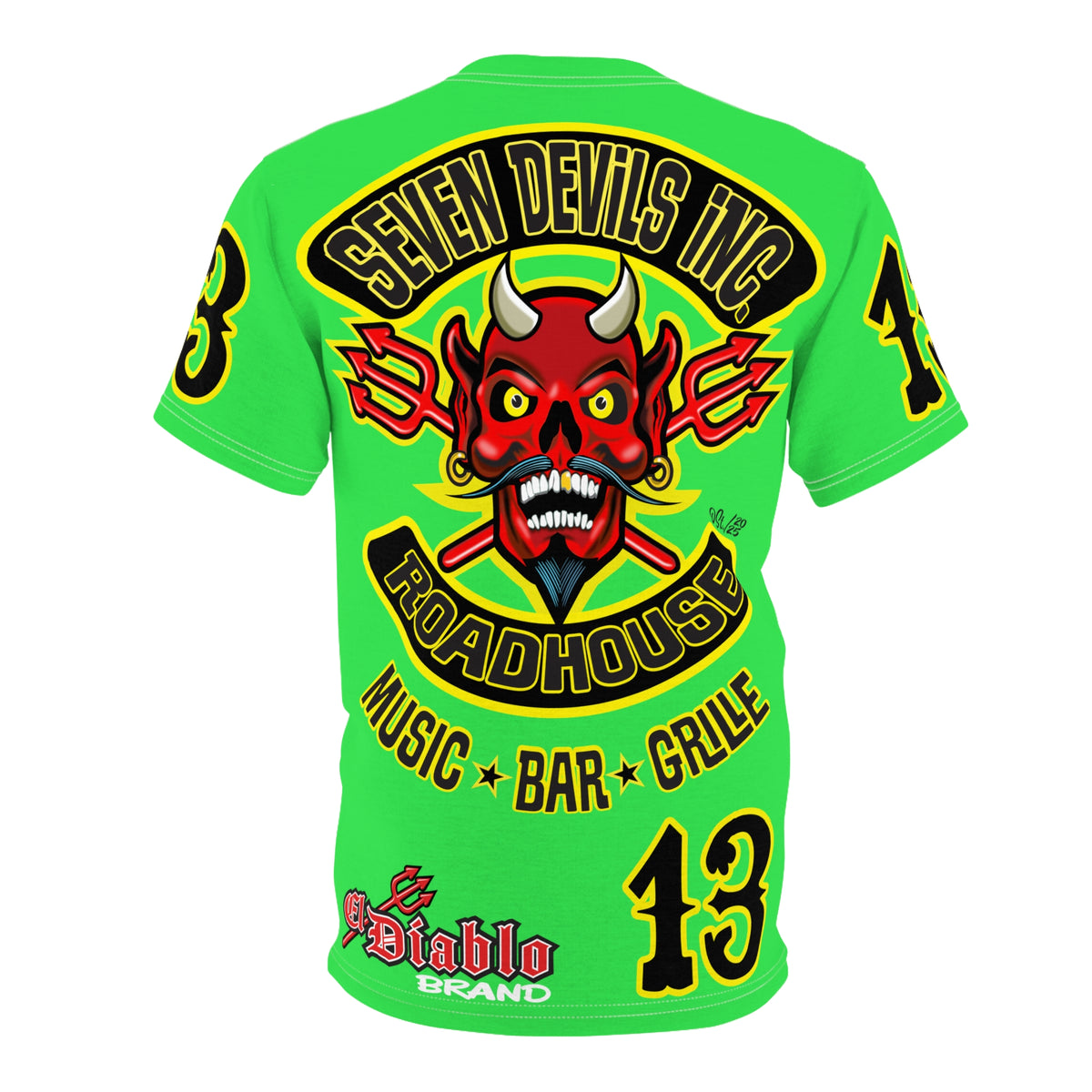 Very Special Seven Devils Inc. Roadhouse HiViZ Super Tee — Extreme Edgy Graphics - Bad Attitude Custom Biker Riding Gear