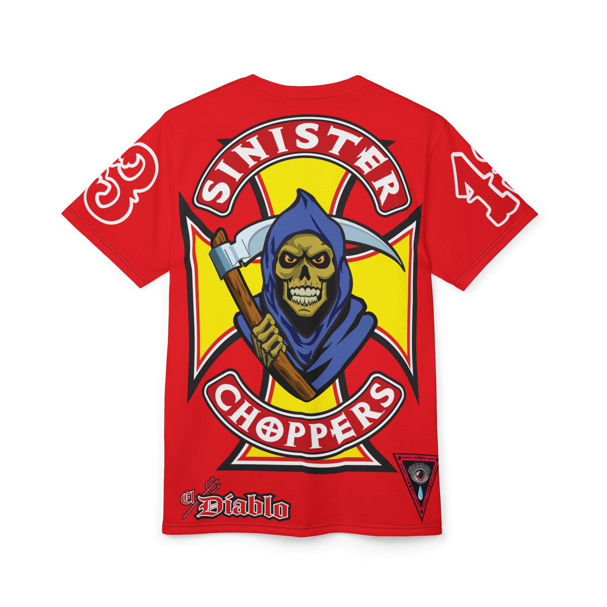 Sinister Choppers Grimm Reaper HiViz Super Tee - Unisex Skull Design for Bikers