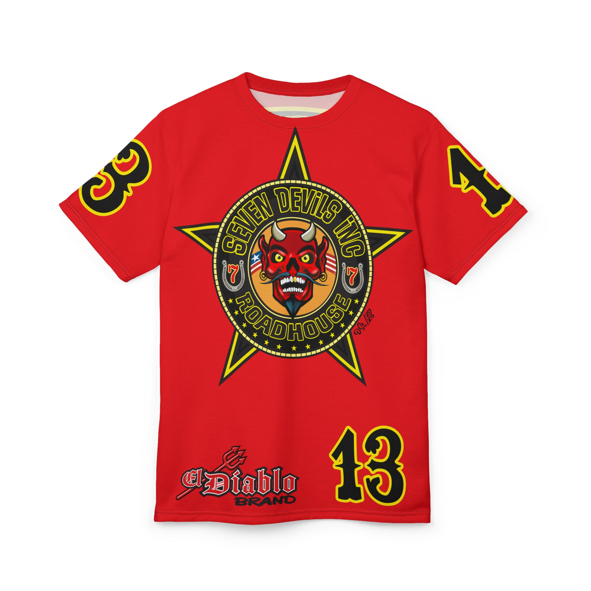 Seven Devils Inc. Roadhouse Bad in  Black Super Tee — Extreme Edgy Graphics - Bad Attitude Custom Biker Riding Gear