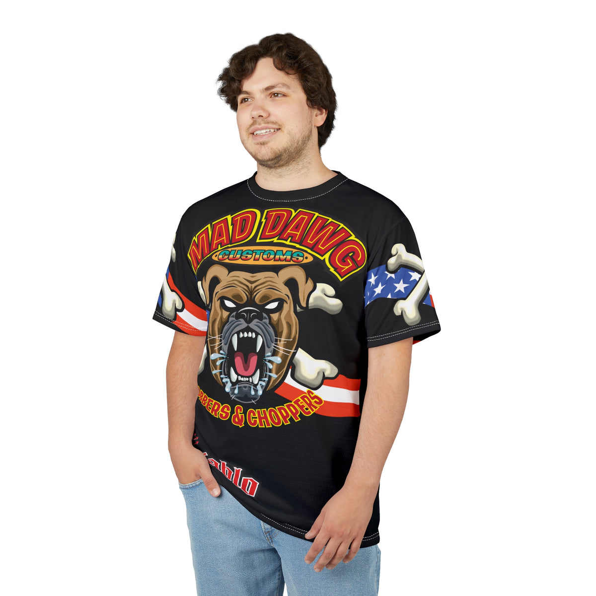 Mad Dawg Customs Americana, Edgy Motorcycle Apparel, HiViz Custom Riding TEE, Rebel Fashion, Biker Style