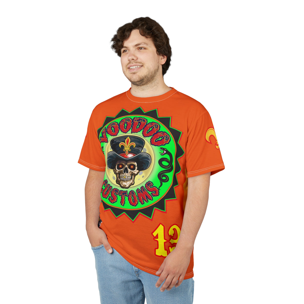 VooDoo Customs Ragin' Cajun Tie Dye Blast Skull & Fleur-de-Lis Graphic Tee