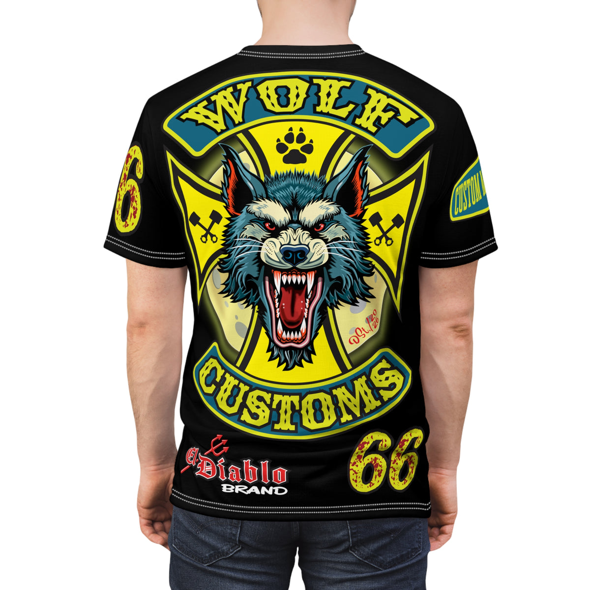 MWT Wolf Customs '66 Graphic HiViZ Super Tee — Retro Motorcycle Club Shirt, The Best Biker Riding Tee EVER !!!