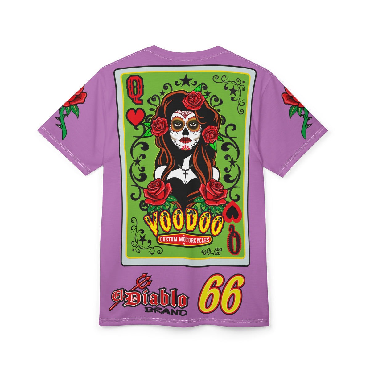 Copy of Voodoo Custom Motorcycles Tee — Queen of Hearts  Graphic Riding Super Tee