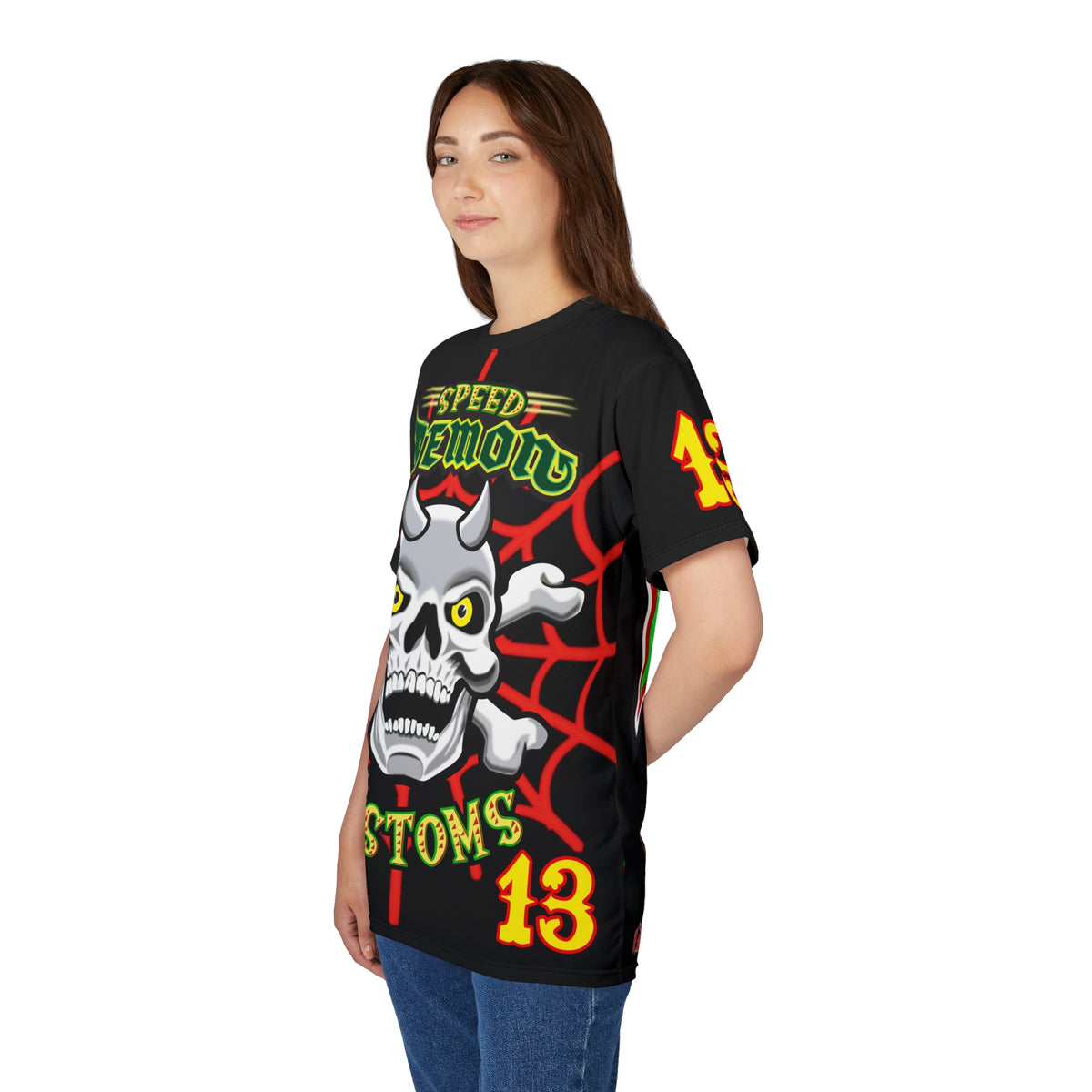 Speed Demon Big Web HiViz Custom Motorcycle Riding Super Tee