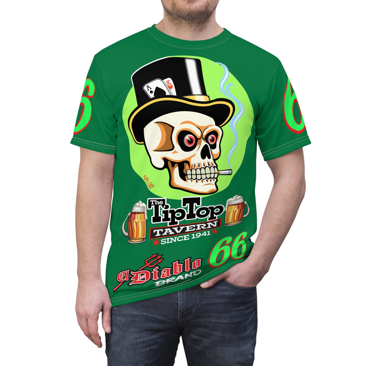 Tip Top Tavern Dive Bar Super Tee - Special Edition Mean Green + XL Graphics - America's Best Dive Bar - Bikes Beers Babes & Bros. - Biker Bar Tee
