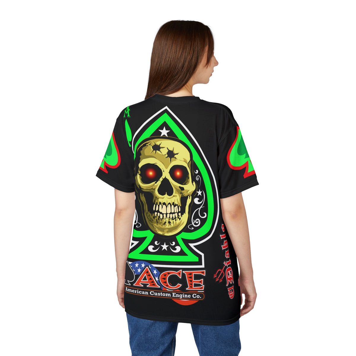 American Custom Engines ACE - Special Lumina Green  Ace of Spades Death Card High visibility Graphics