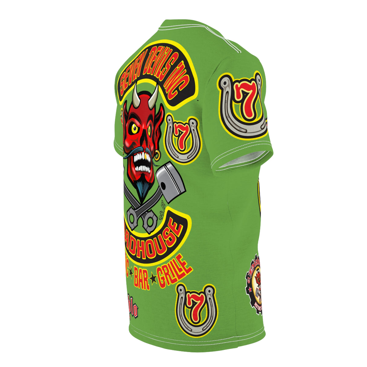 Seven Devils Inc. Roadhouse HiViz Design, Edgy Biker Shirt, Special Motorcycle Riding Gear, Seven Devils Inc.