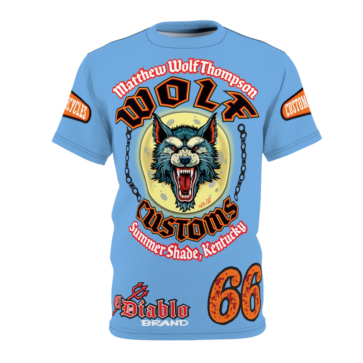MWT Wolf Customs Motorcycle Super Tee — Viciously Cool High Performance Motorcycle Riding Shirt