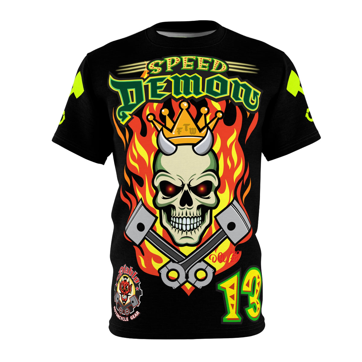 Speed Demon Hellfire HiViz Super Tee - THE Perfect Motorcycle Riding Tee - High Comfort & Perfect Fit Super Tee