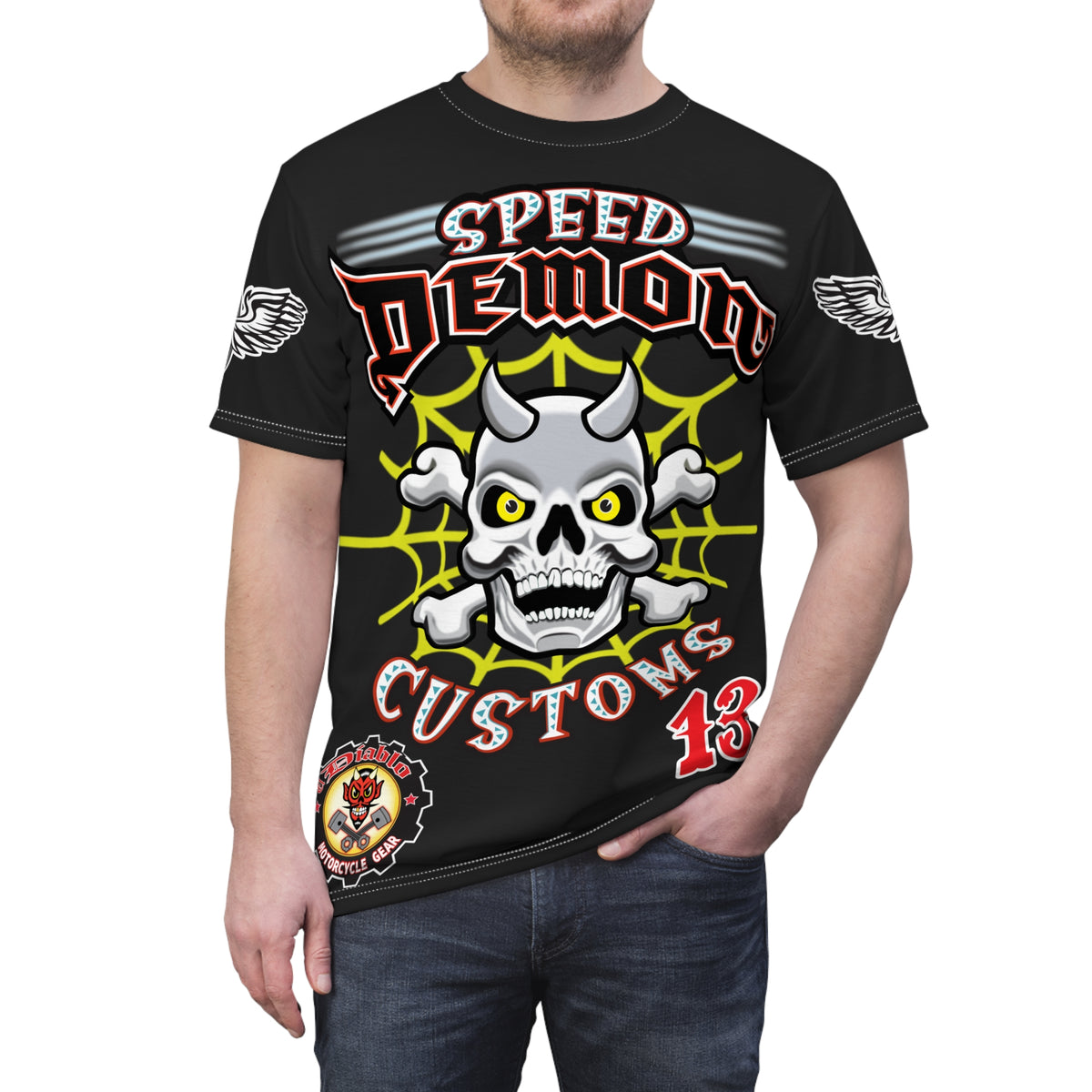Speed Demon Customs Spectacular HiViz Super Tee - Devilishly Demented Bold Biker Design