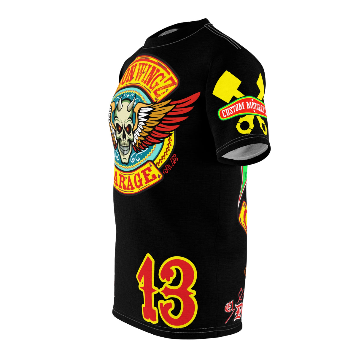 Iron WingZ Customs HIviz Graphic Super Tee, Edgy Streetwear, Customized Apparel, Gift for Bikers
