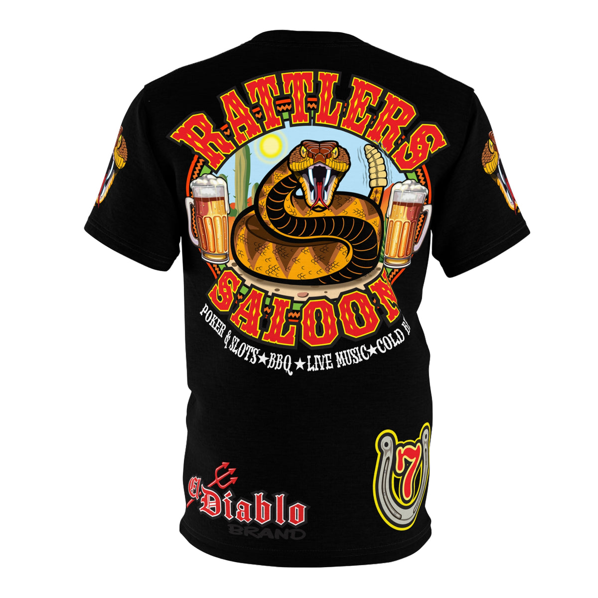 Rattlers Saloon  BADAZZ BLACK SUPER TEE — Vintage Biker 66 Graphic Shirt