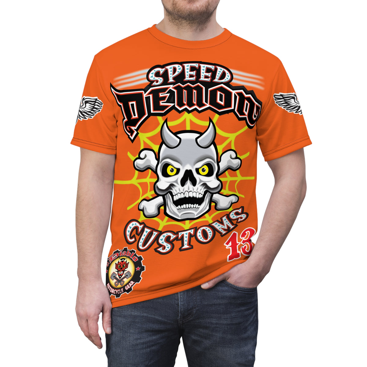 Speed Demon Customs Spectacular HiViz Super Tee - Devilishly Demented Bold Biker Design