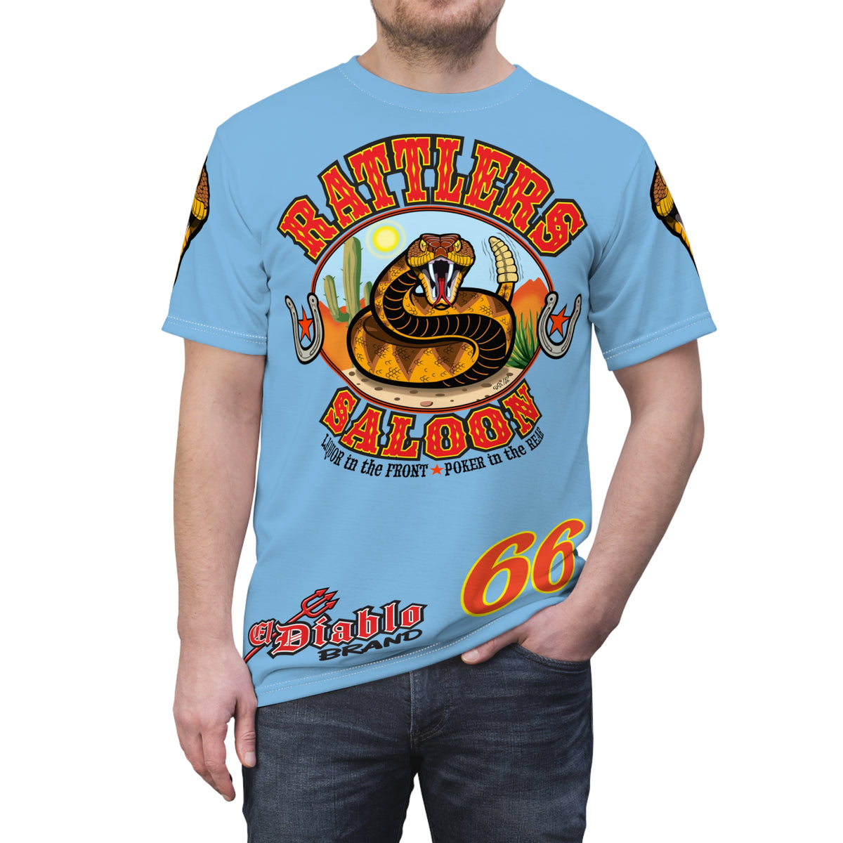 Rattlers Saloon  BADAZZ SUPER TEE — Vintage Biker 66 Graphic Shirt
