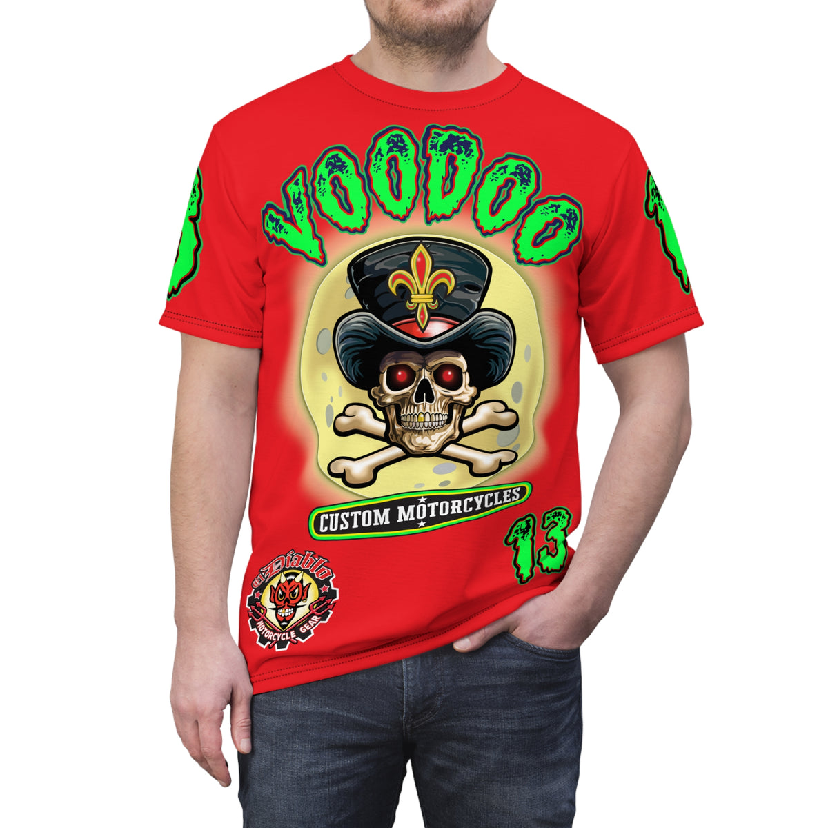 Voodoo Lucky 13 Motorcycle Ultimate HiViz Super Tee, XL Graphics , Custom Riding Apparel