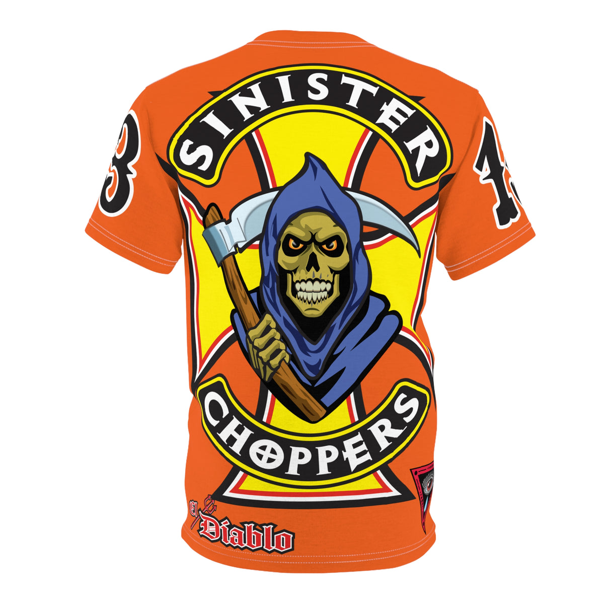 Sinister Choppers Reaper HiViz Super Tee - Unisex Skull Design for Bikers