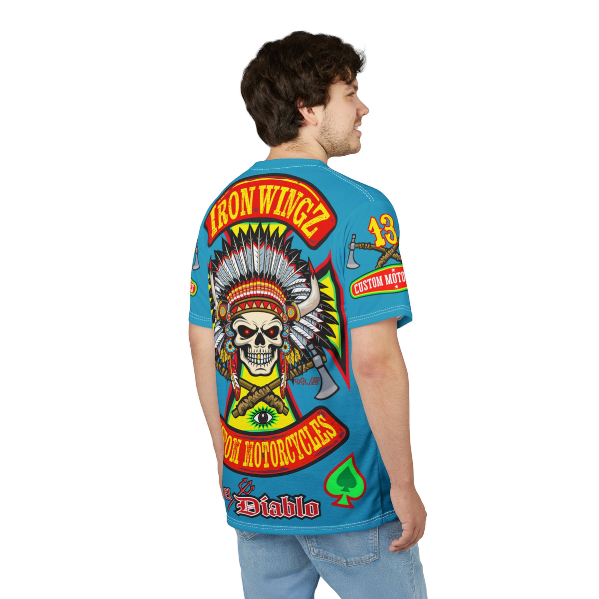 Iron WingZ Customs HiViz High Performance Electric Blue Motorcycle Riding Super Tee