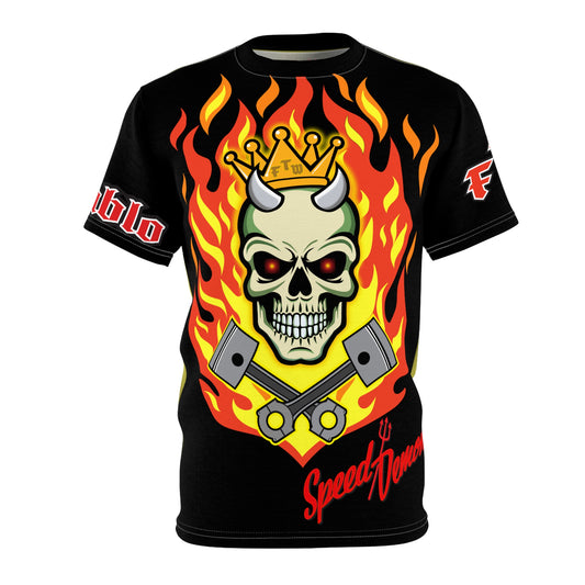 Speed Demon King -  Blaze inferno Front & Starburst Electric yellow Super Nova Back...HiViz Riding Tee