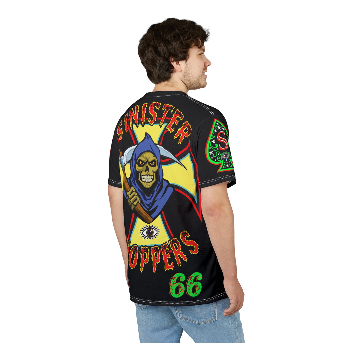 Sinister Choppers Reaper Super Tee - Gothic Graphic T-Shirt for Motorcycle Riders