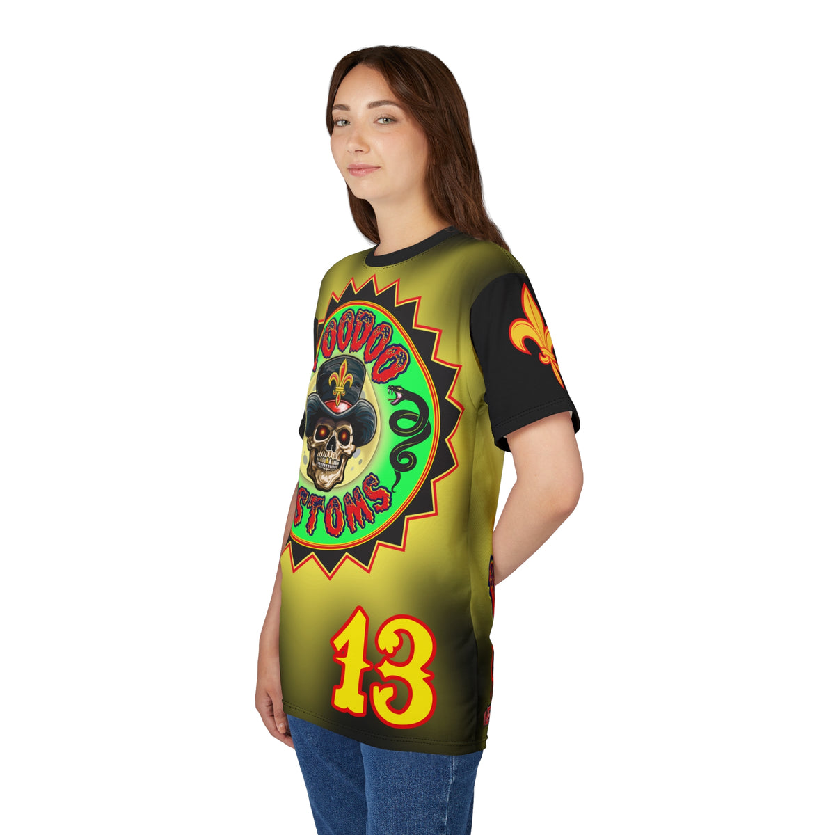 VooDoo Customs Tie Dye Black & Yelo Blast HiViz Super Tee for Harley Riders