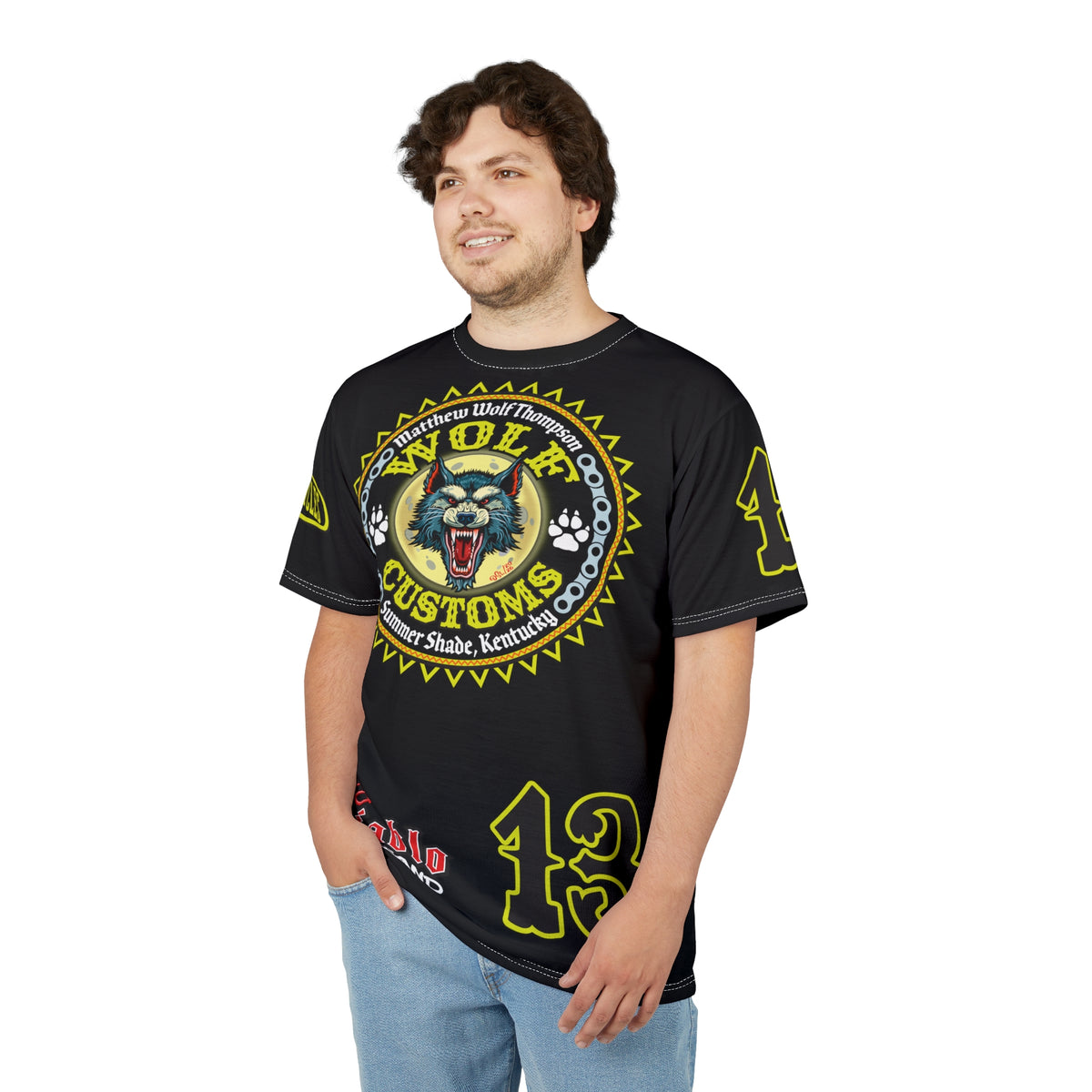 MWT Wolf Customs 13 Black Graphic Super Tee — Retro Motorcycle Club Shirt, The Best Biker Riding Tee EVER !!!