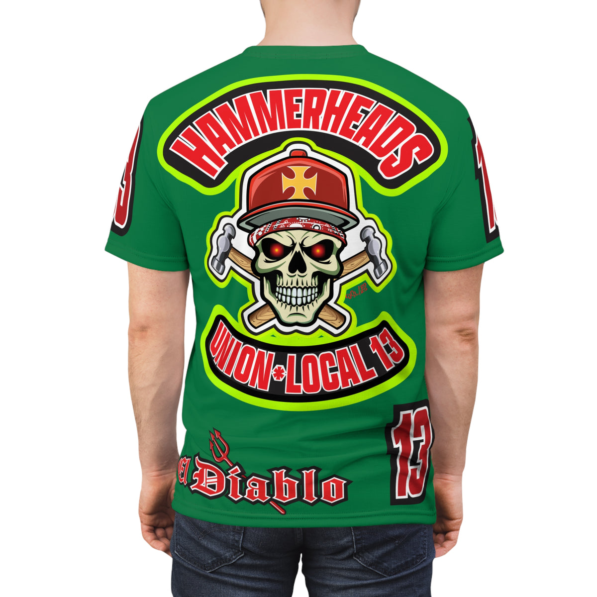 Hammerheads Union Local 13 (FAFO Version) HiViz Super Tee - Rough Tough Bad Attitude Motorcycle Riding Tee