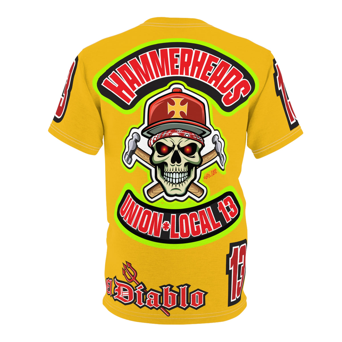 Hammerheads Union Local 13 HiViz Super Tee - Rough Tough Bad Attitude Motorcycle Riding Tee
